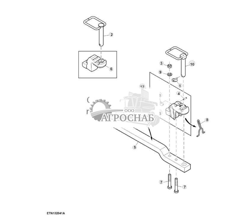 Тяговая штанга, серьга, категория III, без фиксатора предохранительной цепи 